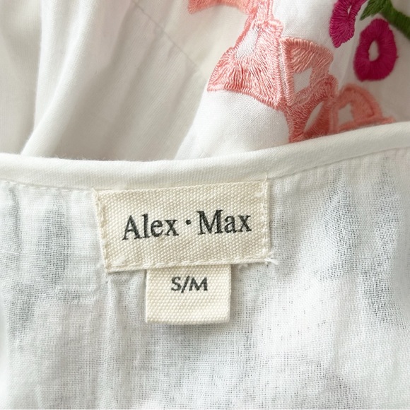 Lovely Alex.Max Boho Hand Embroidered Floral White Cotton Dress S/M EPC - Picture 9 of 10